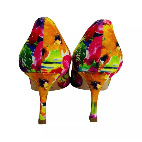 Manolo Blahnik BB 70 Floral Pointed Toe Neon Pumps Sz 41 / US 11 MSRP $695 - Picture 7 of 10